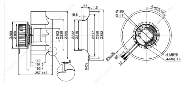 LWBE3G355-102NS-15 外形尺寸图 LONGWELL 朗伟