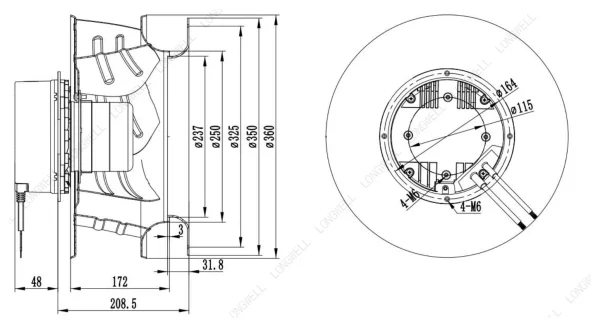 LWBE3G355-102NS-20 外形尺寸图 LONGWELL 朗伟