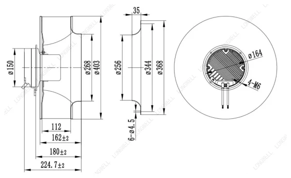 LWBE3G400-102NS-02 外形尺寸图 LONGWELL 朗伟