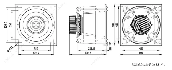 LWBE3G450-188PT-09 外形尺寸图 dimension drawing LONGWELL 朗伟