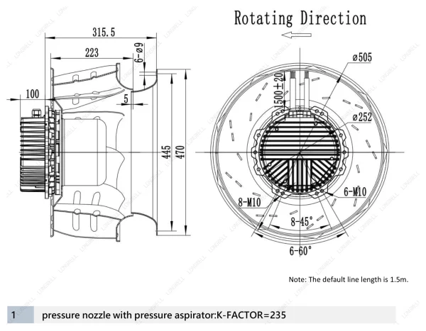 LWBE3G500-188NT-10 外形尺寸图 dimension drawing LONGWELL 朗伟