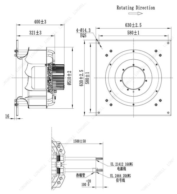 LWBE3G500-188PT-02 外形尺寸图 dimension drawing LONGWELL 朗伟