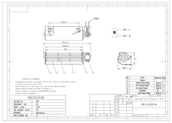 LWCA-45120SN-06 外形尺寸图 LONGWELL 朗伟 dimension drawing