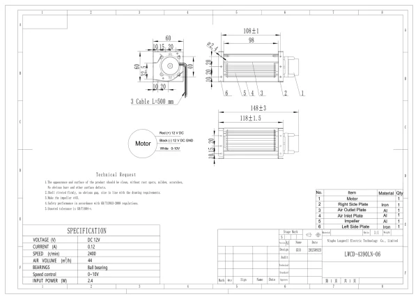 LWCD-4390LN-06 外形尺寸图 LONGWELL 朗伟 dimension drawing