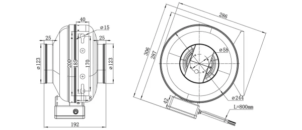 LWDA-125S-MBN-10 LWDA-125S-MBN-10 金属管道风机 Ø125mm