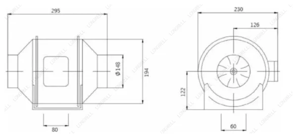 LWDA-150(6")S-PWN-11 外形尺寸图 LONGWELL 朗伟