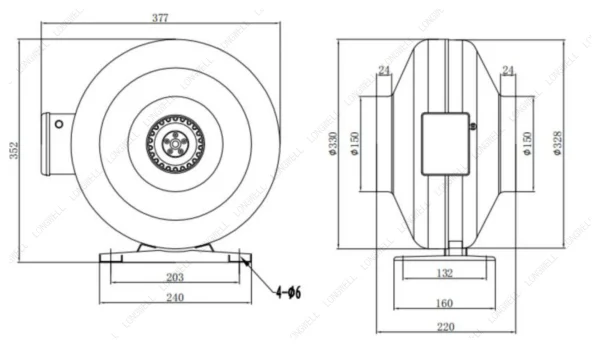 LWDA-150S-MBN-12 外形尺寸图 dimension drawing LONGWELL 朗伟