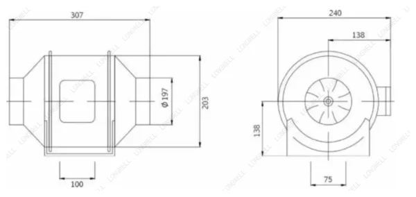 LWDA-200(8")S-PWN-09 外形尺寸图 LONGWELL 朗伟