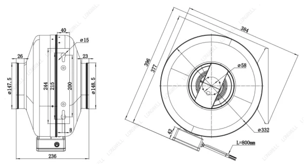 LWDE-150S-MBN-11 外形尺寸图 dimension drawing LONGWELL 朗伟