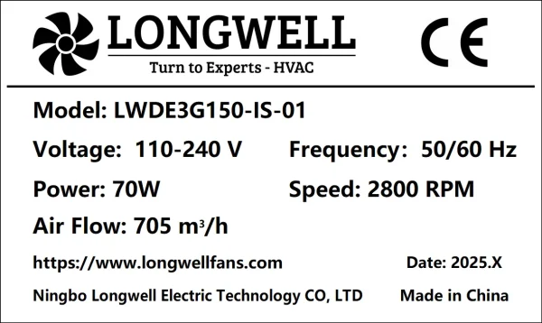 LWDE3G150-IS-01 LWDE3G150-IS-01 塑料管道风机 Ø147mm