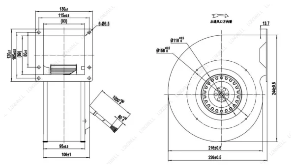 LWFA2E140-092SS-02 外形尺寸图 dimension drawing LONGWELL 朗伟