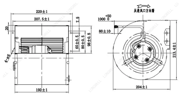 LWFA2E146-092DS-09 外形尺寸图 LONGWELL 朗伟