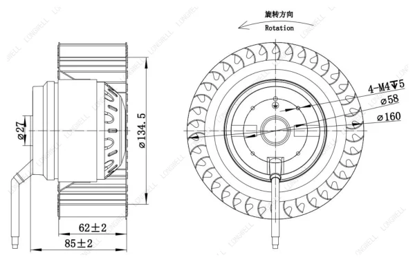 LWFA2E160-092NS-01 外形尺寸图 LONGWELL 朗伟