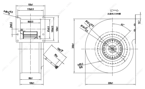 LWFA2E160-092SS-03 外形尺寸图 LONGWELL 朗伟