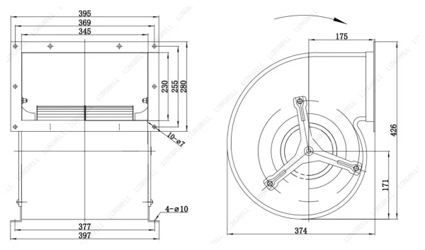 LWFA4D250-102DS-05 外形尺寸图 LONGWELL 朗伟