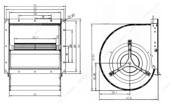 LWFA4E225-138NS-02 外形尺寸图 dimension drawing LONGWELL 朗伟