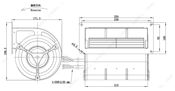LWFD3G133-092DH-01 外形尺寸图 LONGWELL 朗伟