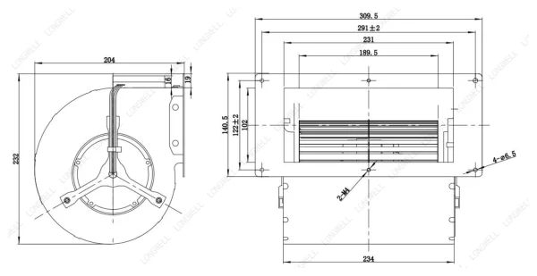 LWFD3G146-092DZ-01 外形尺寸图 LONGWELL 朗伟