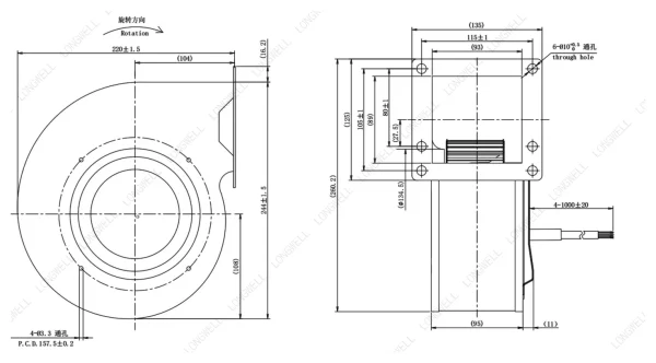 LWFD3G160-092SM-01 外形尺寸图 LONGWELL 朗伟