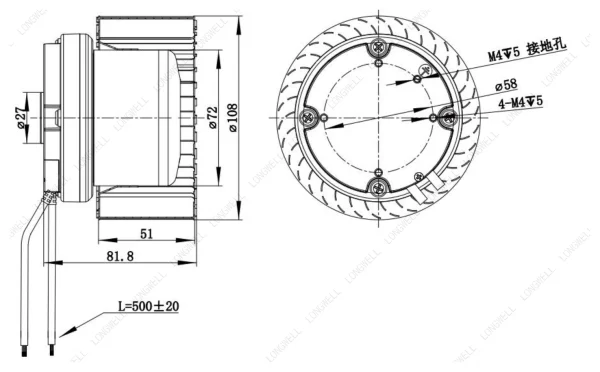 LWFE3G108-072NS-01 外形尺寸图 LONGWELL 朗伟