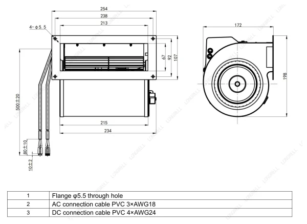 LWFE3G133-092DS-03 外形尺寸图 dimension drawing LONGWELL 朗伟
