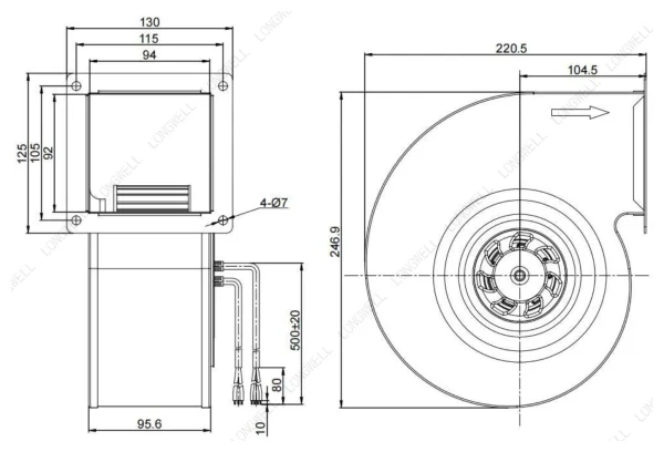 LWFE3G160-072SS-06 外形尺寸图 dimension drawing LONGWELL 朗伟