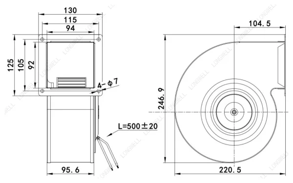LWFE3G160-092SS-05 外形尺寸图 dimension drawing LONGWELL 朗伟