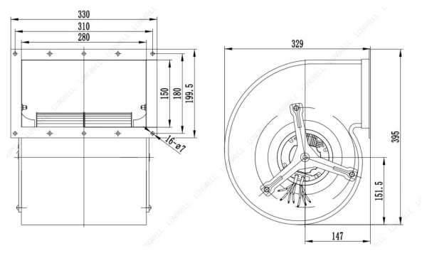 LWFE3G200-102DS-02 外形尺寸图 LONGWELL 朗伟