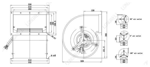 LWFE3G225-102DS-02 外形尺寸图 LONGWELL 朗伟