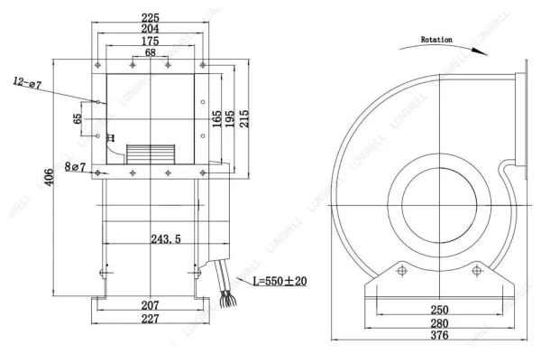 LWFE3G225-102SS-01 外形尺寸图 dimension drawing LONGWELL 朗伟