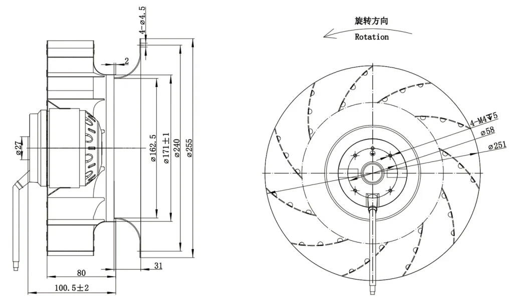 LWBA4D250-092NT-19 外形尺寸图