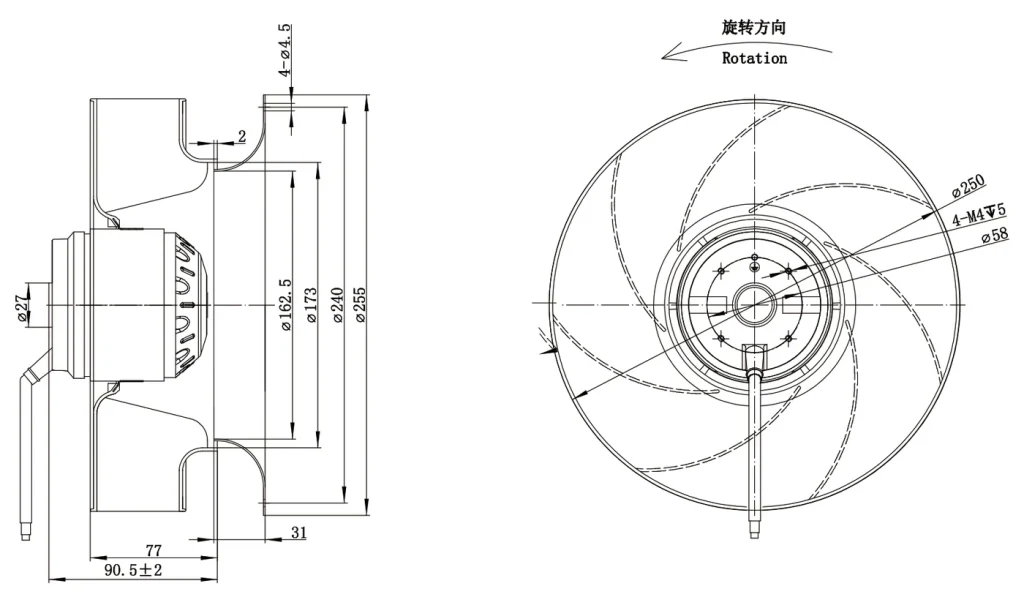 LWBA4E250-092NS-02 外形尺寸图