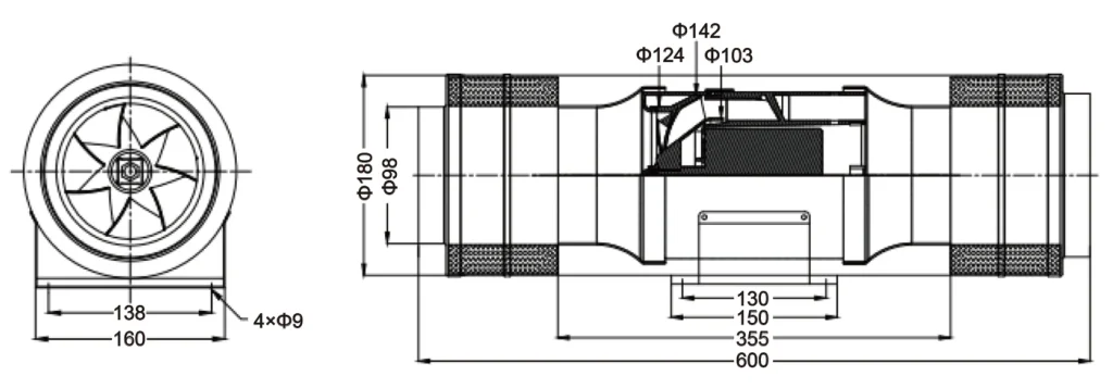 LWDA-100 (4")U-MWN-03 外形尺寸图