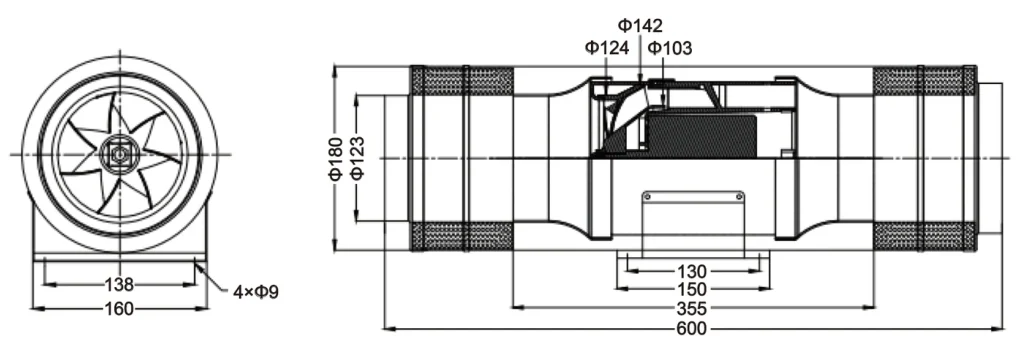 LWDA-125 (5")U-MWN-03 外形尺寸图