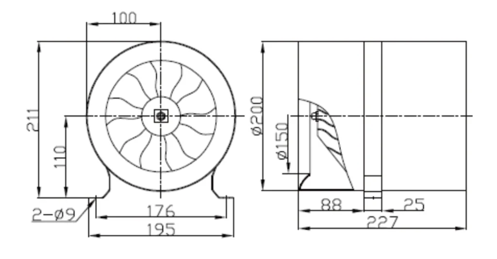 LWDA-200 (8")U-MWN-01 外形尺寸图